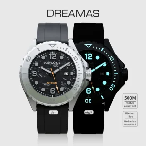 DREAMAS Men's Titanium Alloy Automatic Diver's Watch 500M Waterproof Swiss 3D Super Luminous Sport Wristwatch